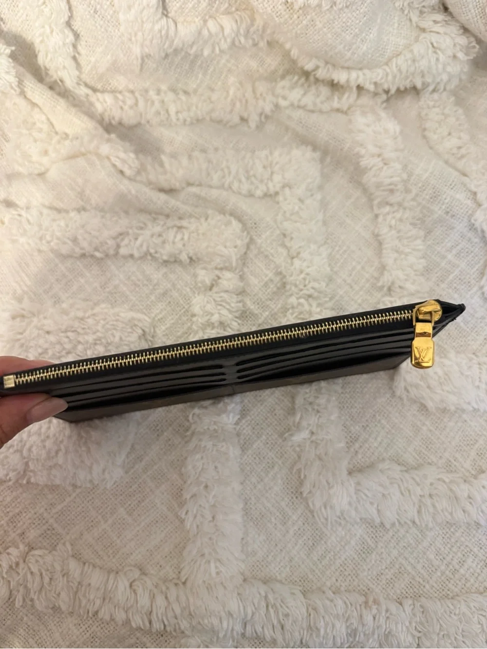 Louis Vuitton Brown Monogram Slim wallet  with Black Trim